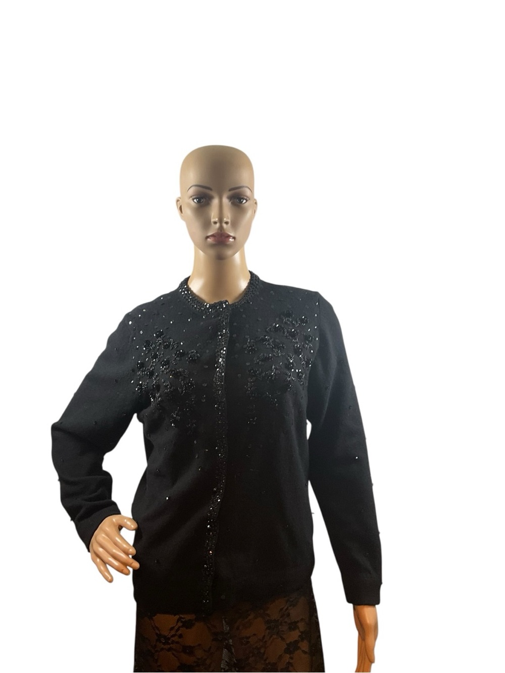 Embellished Black Women's Cardigan Blazer